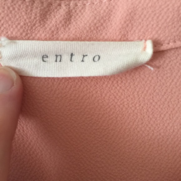 ENTRO WOMEN’S V-NECK PEACH LARGE 3/4 SLEEVE TUNIC - Picture 2 of 4